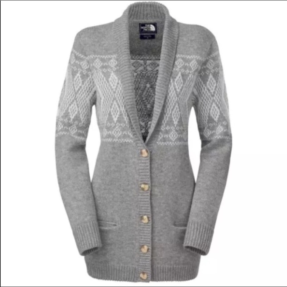 The North Face Long Cardigan Wool Blend Sweater M